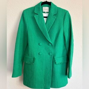 Veiled Green Tweed Double-Breasted Women's Blazer